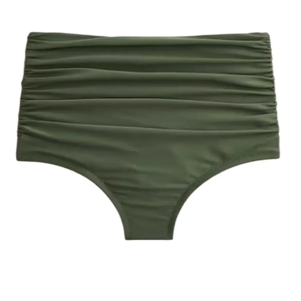 J.Crew Ruched high-rise full-coverage bikini bottom Green Size 3X NWT